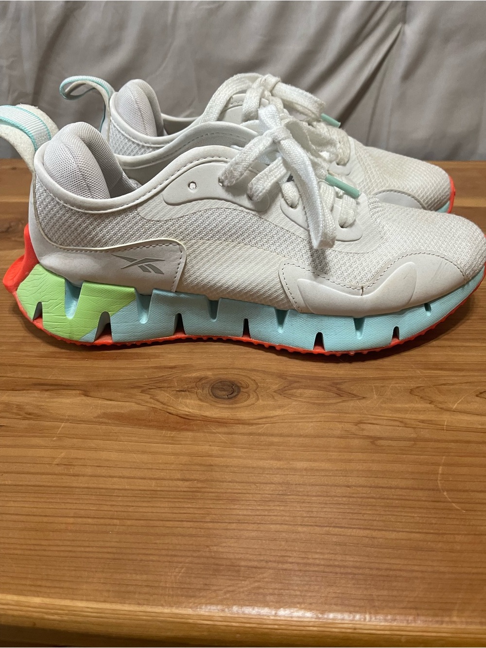 Reebok White Sneakers with Mint, Coral & Light Blue Accents